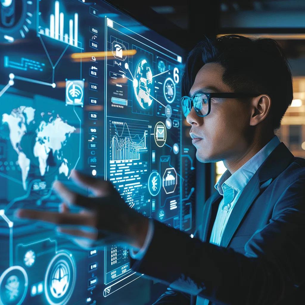 Executive reviewing AI-driven recommendations on a tablet