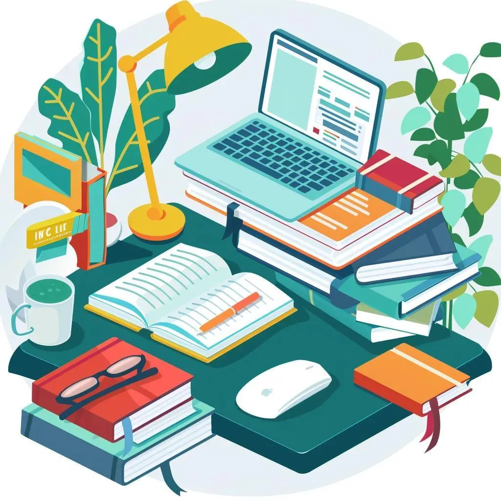 Organized study space with educational materials, illustrating the comprehensive curriculum of the IB Diploma Programme